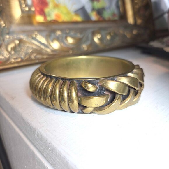 Vintage Art Deco Antique Ethnic 70's Retro Tibetan Dragon Bangle Bracelet - Picture 1 of 10